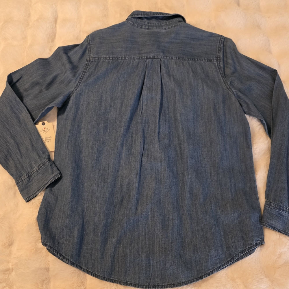 St. John's Bay Blue Denim Button-Down Shirt NWT Sz L - Picture 4 of 7